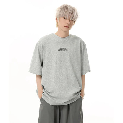 Korean Style Letter Print Round T-Shirt