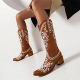 Retro Hip Hop Embroidered Cowboy Boot