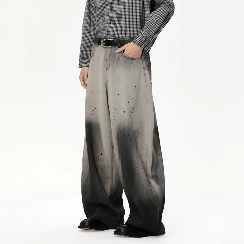 Splash Ink Gradient Color Wide Leg Jeans