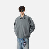 Durable Lapel Loose Fit Zip Up Jacket