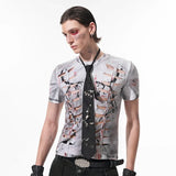 Slim Fit Hand-Painted Hollow Out T-Shirt