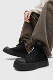 Black Slip Resistant Canvas Platform Sneakers