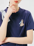 Vintage Style Embroidered Round Neck T-Shirt