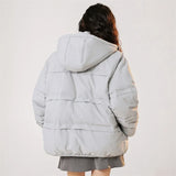 Solid Hooded Collar Puffer Jacket