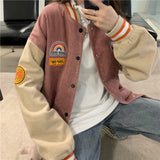 Vintage Embroidery Loose Varsity Jacket