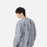 Cozy Distressed Tie Dye Crew Neck Sweatshirt
