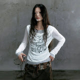 Vintage Japanese Y2K Patchwork Letter T-Shirt