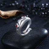 Y2K Red Eye Frog Silver Ring