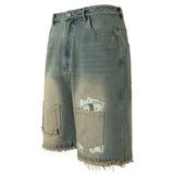 Vintage Patchwork Denim Casual Loose Short