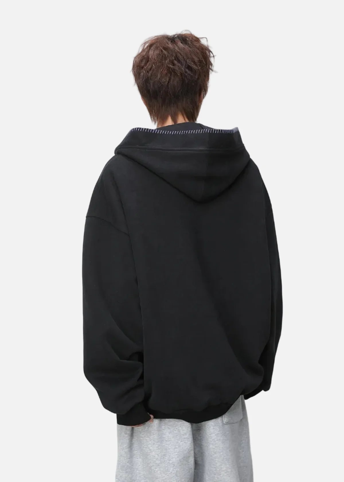 Streetwear Hip Hop Heavyweight Half Breasted Hoodie