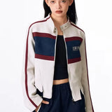 Japanese Style Retro Contrasting Color Casual Jacket
