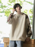 Men Retro Contrast Color Korean Style Sweater