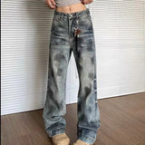 Streetwear Stylish Retro Vintage Straight Leg Jeans