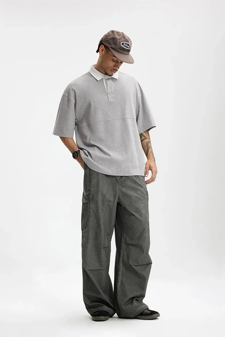 Placket Polo Solid Color T-Shirt