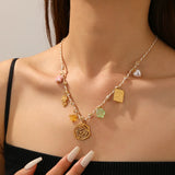 Golden Flower Crystal Pendant Necklace