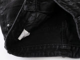 Flattering Black Distressed Ripped Denim Short