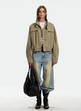 Streetwear Slim Fit Cropped Zipper Denim Jacket