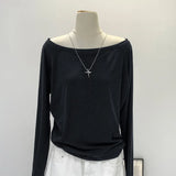 Cozy Cotton One Shoulder Long T-shirt