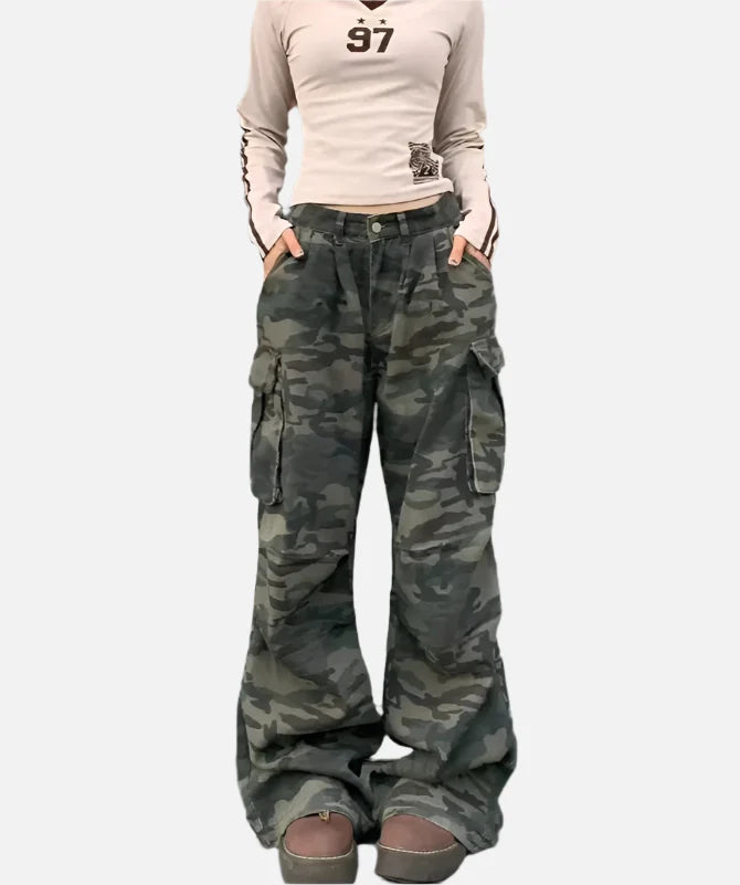 Model  wearing the army green  Ranger's Cargo Jeans