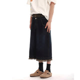 Camouflage Patchwork Wide Leg Denim Jorts