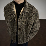 Winter Thick Leopard Print Velvet Faux Fur Jacket