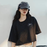 Black Batik Printed Short Sleeve T-Shirt