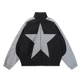 Retro Patchwork Star Varsity Jacket