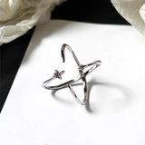 Elegant Galaxy Cross Star Open Ring