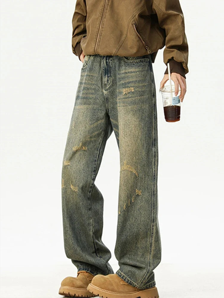 Vintage Ripped Distressed Baggy Wide Jeans