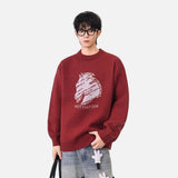 Cozy Winter Horse Pattern Crewneck Sweater