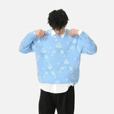 Contrast Patchwork Pentagram Knit Sweater