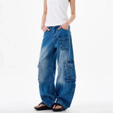 Retro Slim Fit Workwear Denim Cargo Jeans