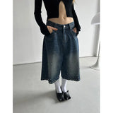 Women Flaffy Streetwear Calf Length Jorts