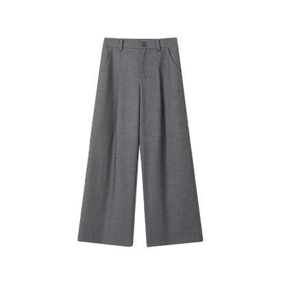 Elegant Gray Pleated Wide Leg Pants