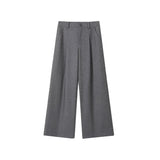Elegant Gray Pleated Wide Leg Pants