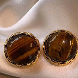 Gold Tiger Eye Bead Earrings