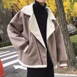 Cozy Padded Velvet Lambswool Fur Jacket