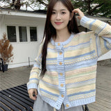 Women Cool Relax Soft Striped Cardigan