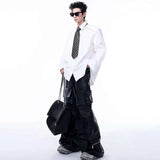 Stylish Timeless Fit High Street Leather Cargo Pants