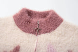 Butterfly Pattern Half Zipper Sweater