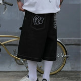 Embroidery Pockets Oversized Jorts