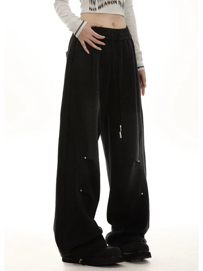 American Streetwear Vintage High Waist Lace-Up Sweatpants