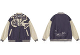 Butterfly Print Varsity Jacket