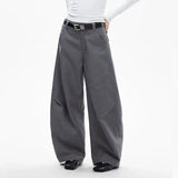 Curved Knife Trendy Solid Color Pants