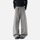 Classic Korean Style Belt Design Suit Pants