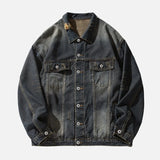 Damaged Neckline Loose Denim Jacket