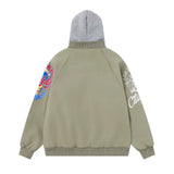 Embroidery Distressed Baseball Windbreaker Jacket