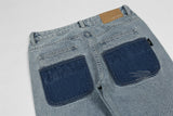 Blue Star Letter Embroidery Straight Denim Pants