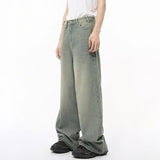 Straight Vintage Green Wide-leg Jeans