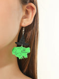 Adorable Frog Witch Hat Acrylic Earrings